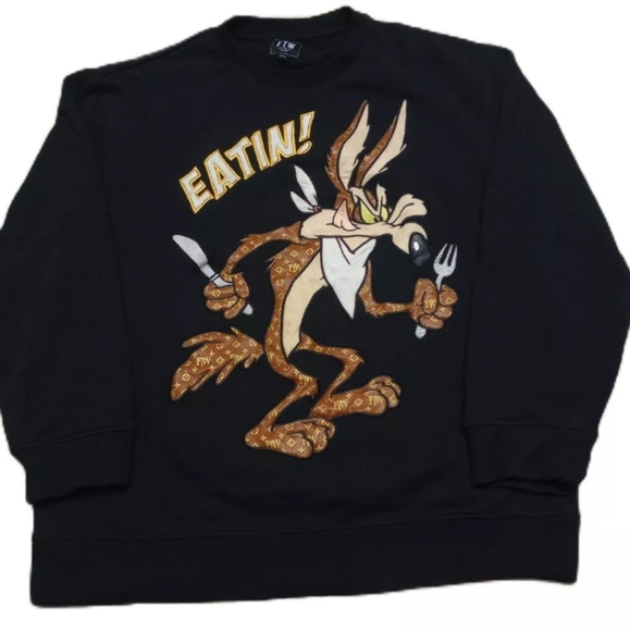 FTW Clothing (Wile E. Coyote) Eatin! Black Crewneck sweatshirt RN:151042 Men 2XL - Picture 1 of 8